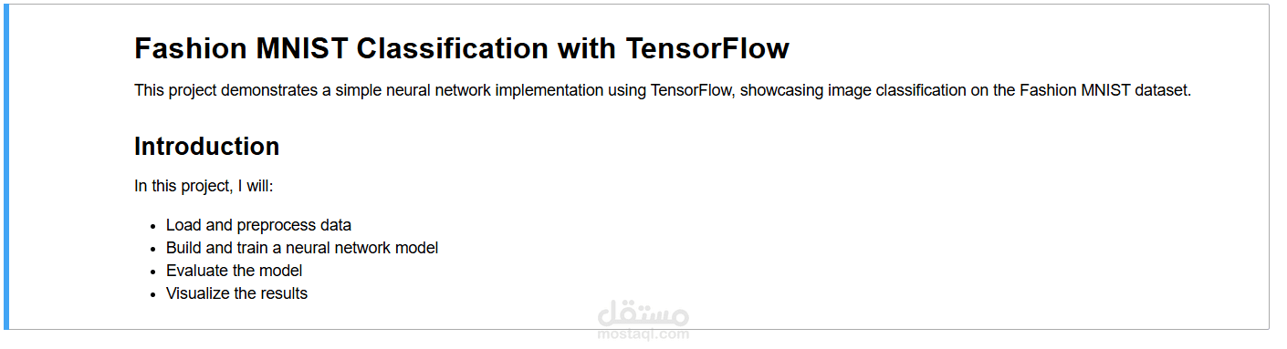 Fashion MNIST classification project using TensorFlow