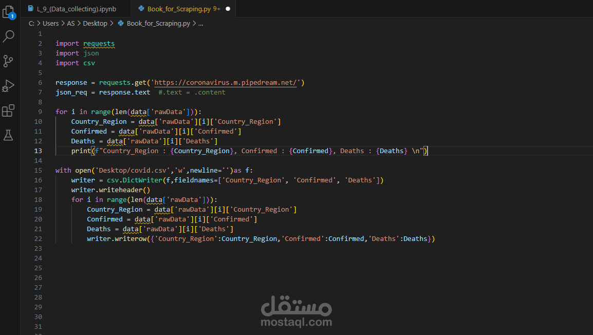 استخراج معلومات عن covid-19