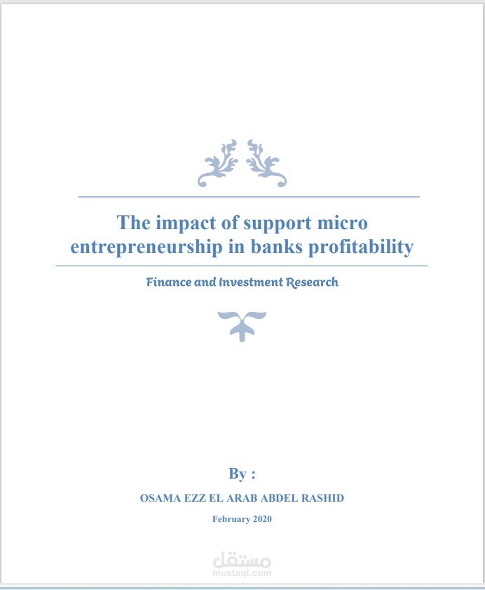 The impact of support micro entrepreneurship in banks profitability