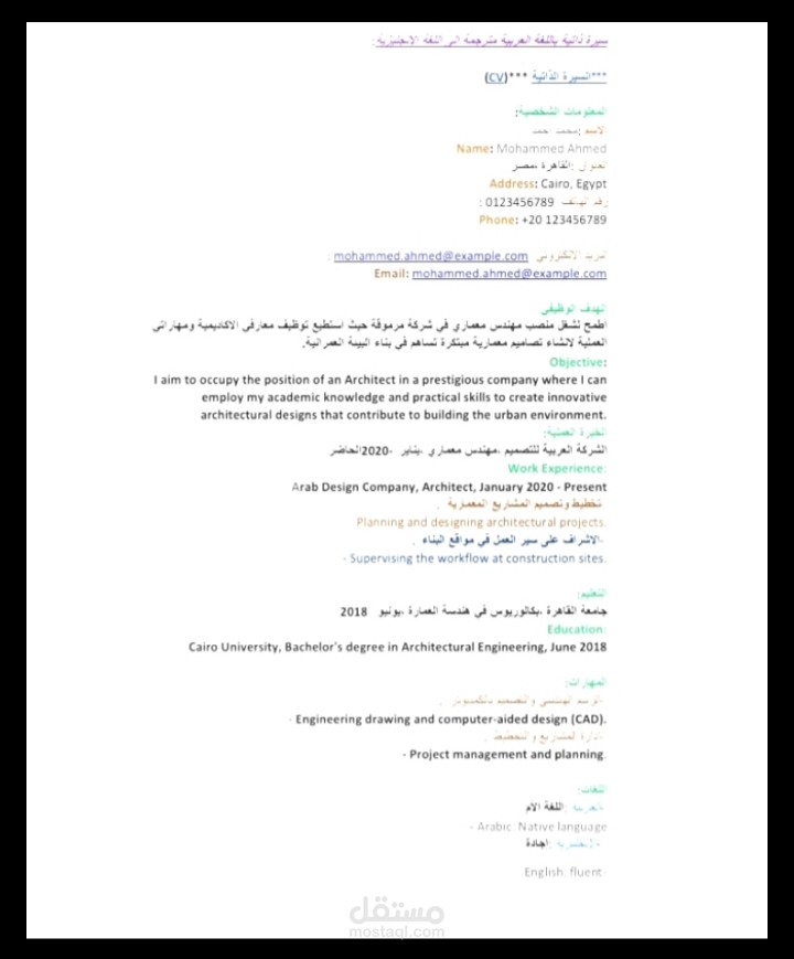 ترجمة وكتابة CV بشكل متقن و دقيق