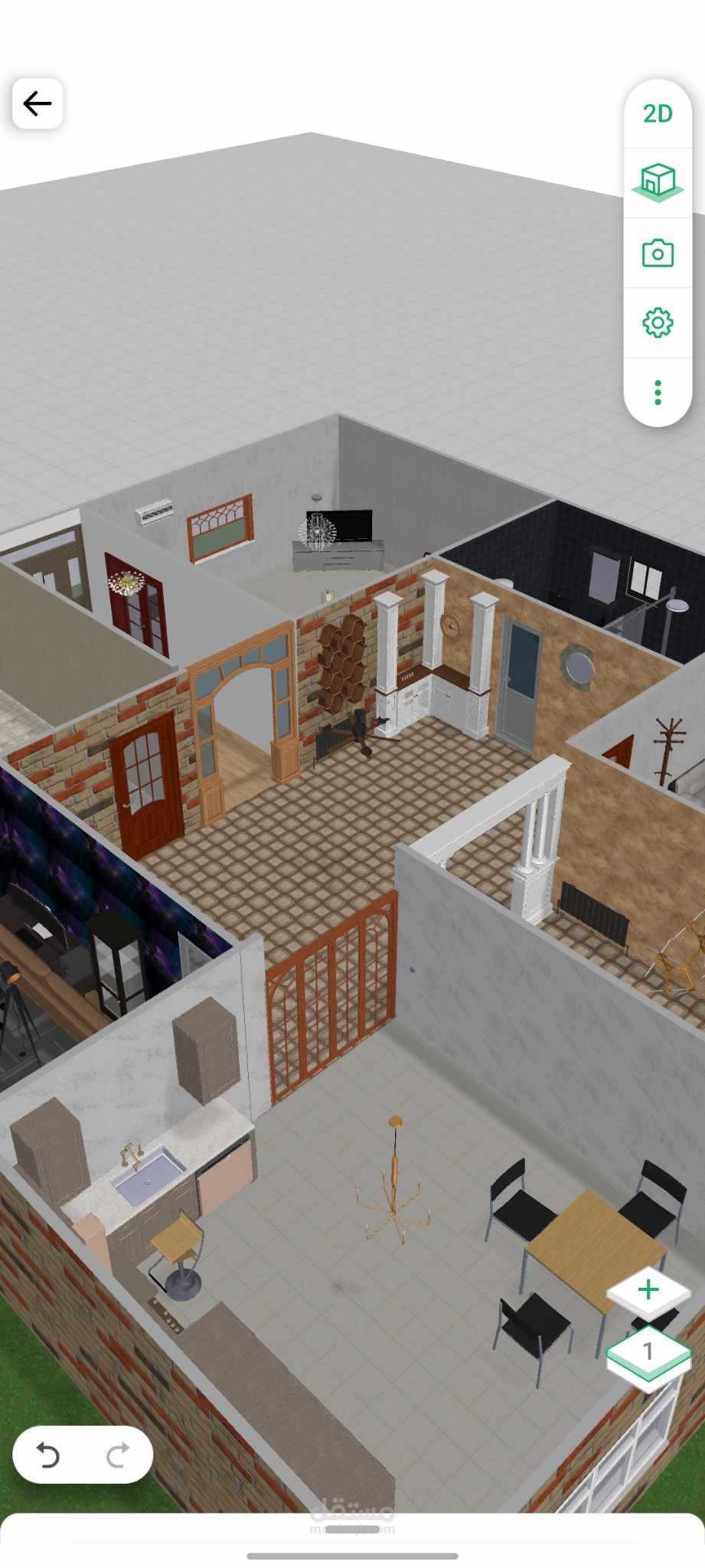 تصميم داخلي و ديكور لمنزل أرضي