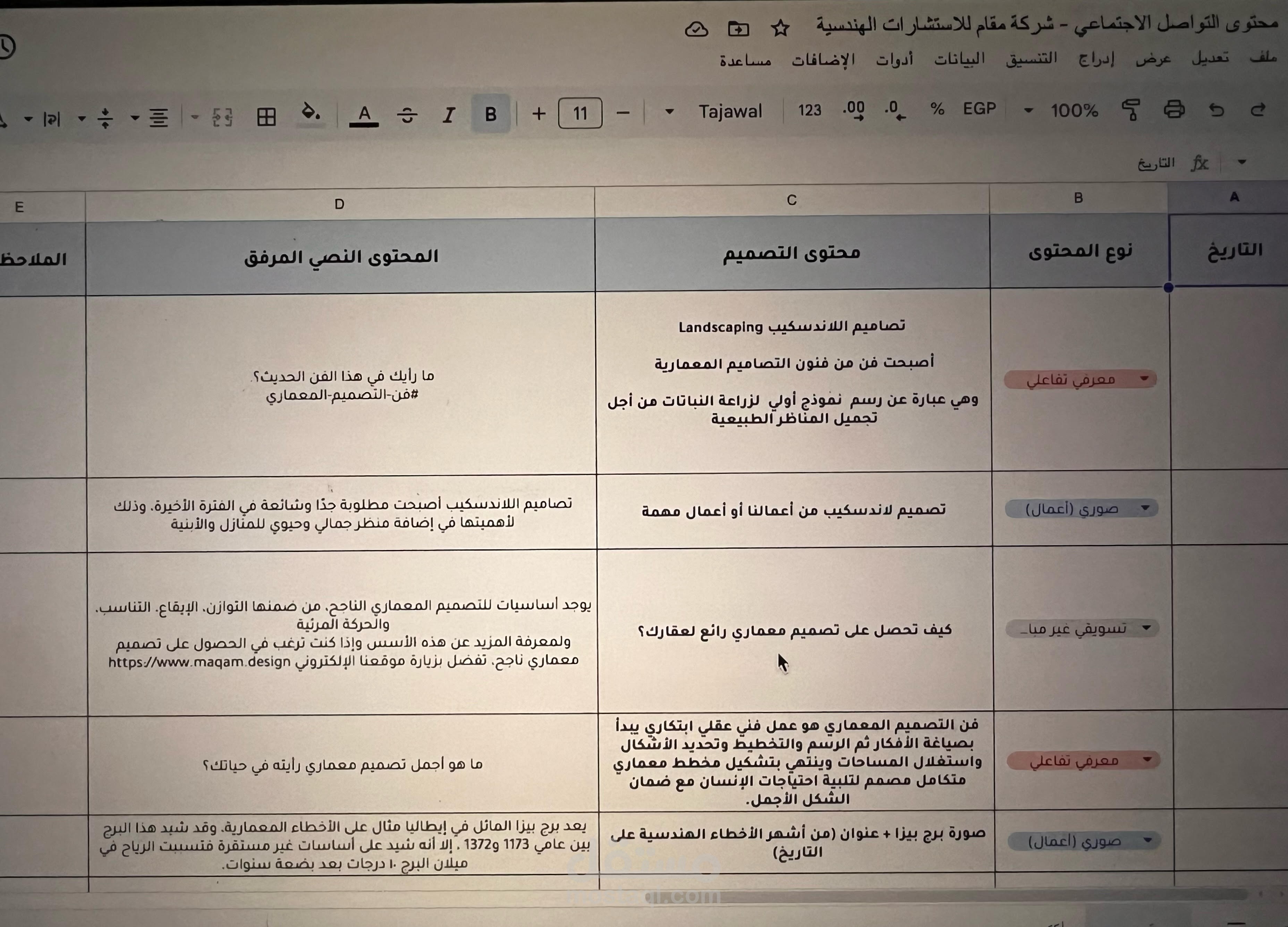 محتوى حساب انستقرامي تجاري - في مجال الاستشارات الهندسية