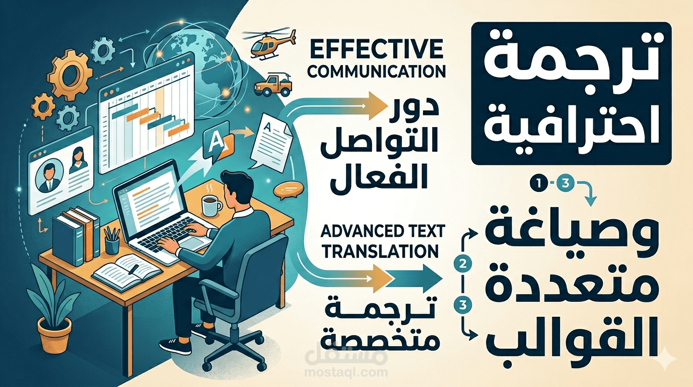 ترجمة احترافية وصياغة متعددة القوالب لنص متقدم في إدارة المشاريع (75 كلمة)