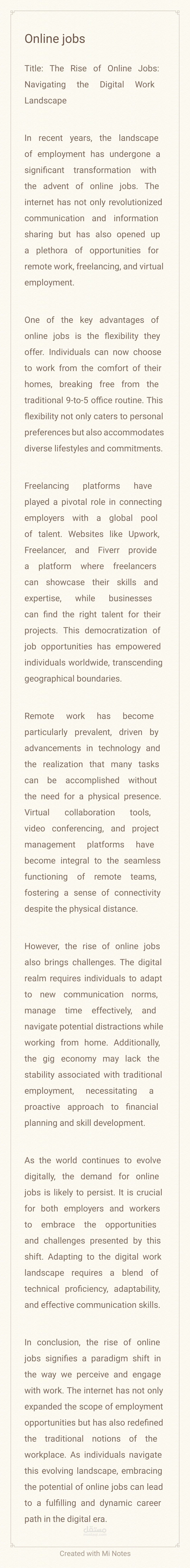 Online jobs article
