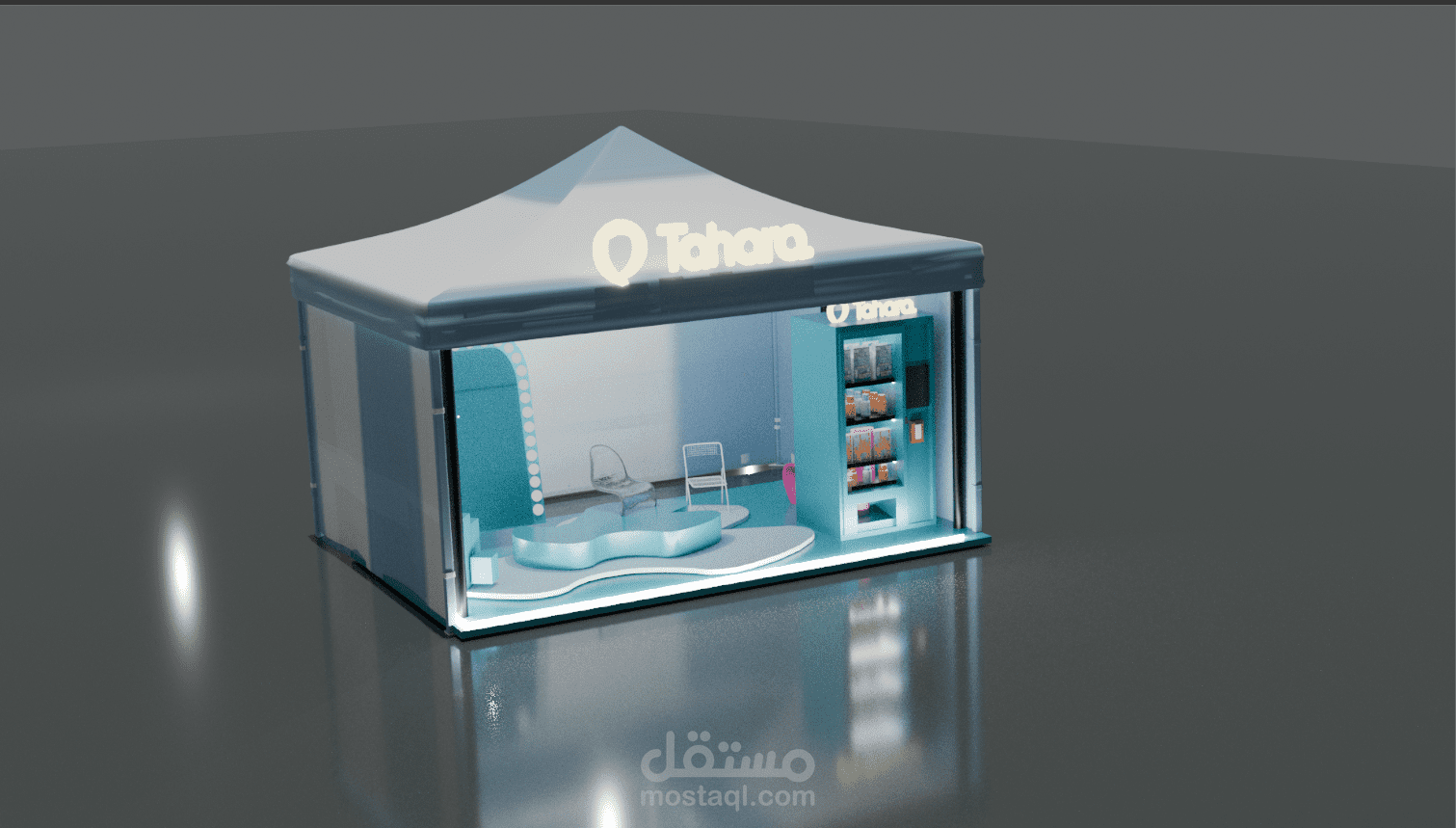 تصميم بوث ثلاثى الابعاد لبراند طهاره السعودى