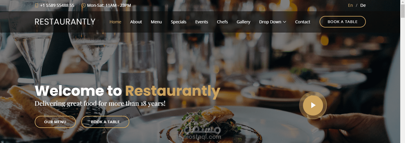 full web site for restaurant