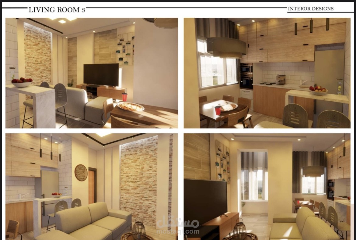 Living design with small kitchen