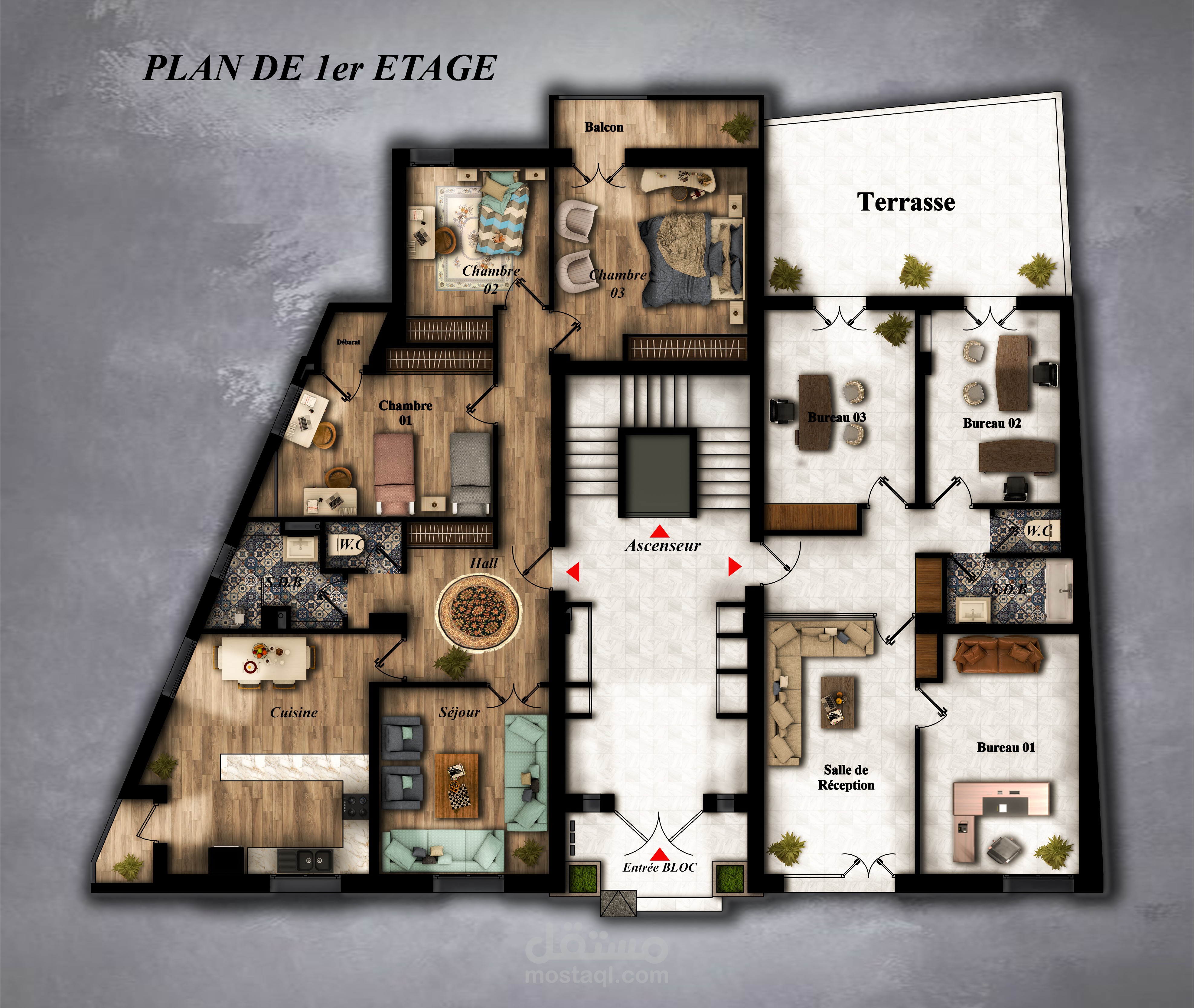 إظهار المخططات المعمارية بالفوتوشوب