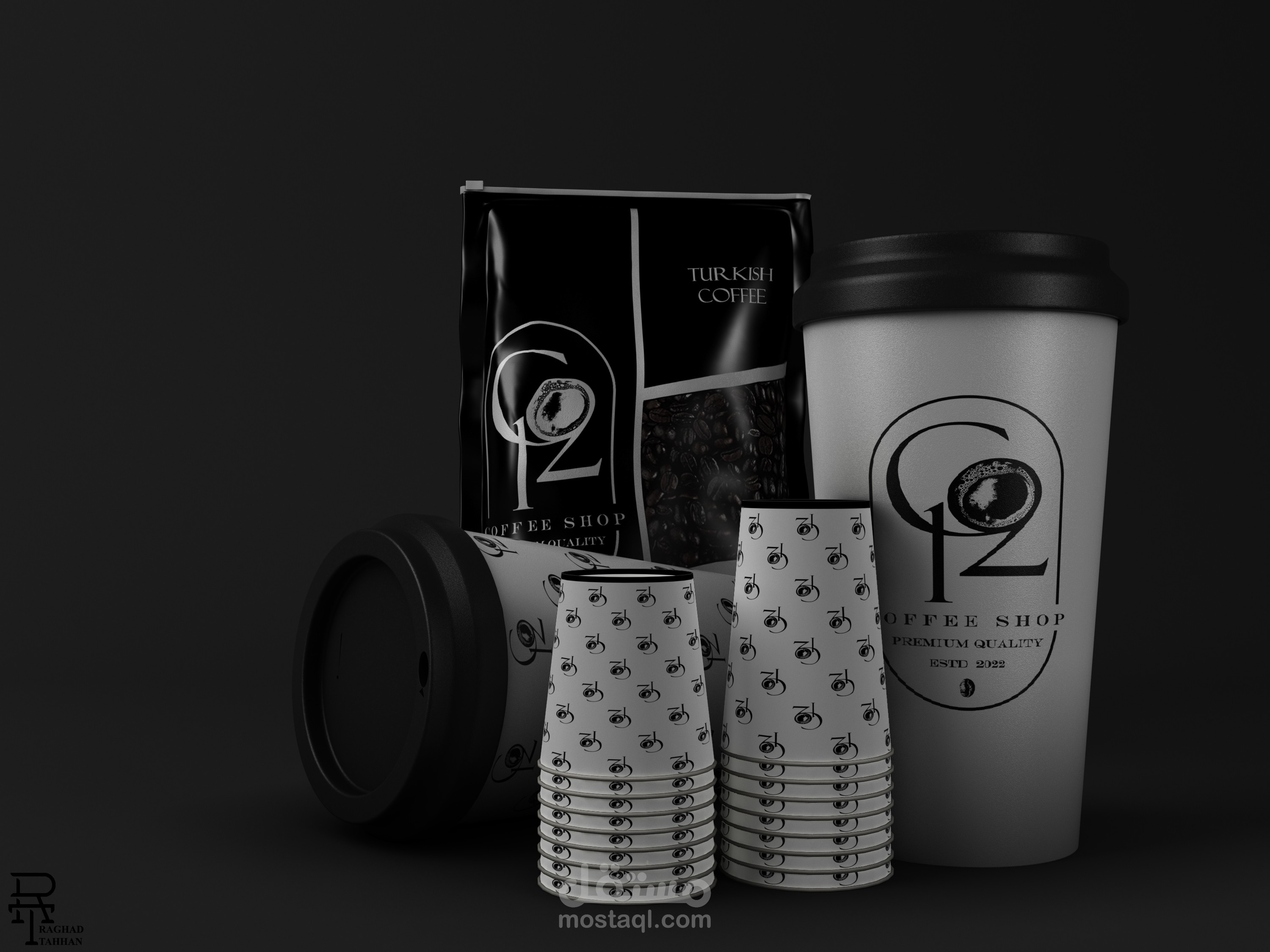 تصميم علامة تجارية لبراند قهوة