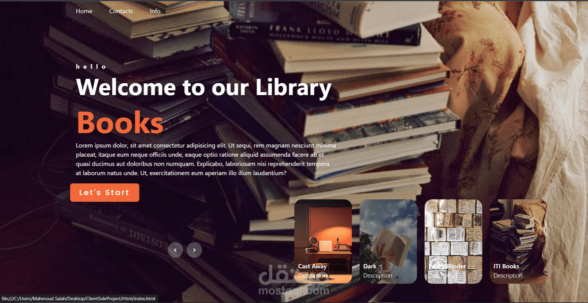 تصميم تطبيق لإدارة المكتبة وأضافه وتعديل الكتب [HTML 5 CSS 3 Bootstrap JavaScript ECMAScript 6]