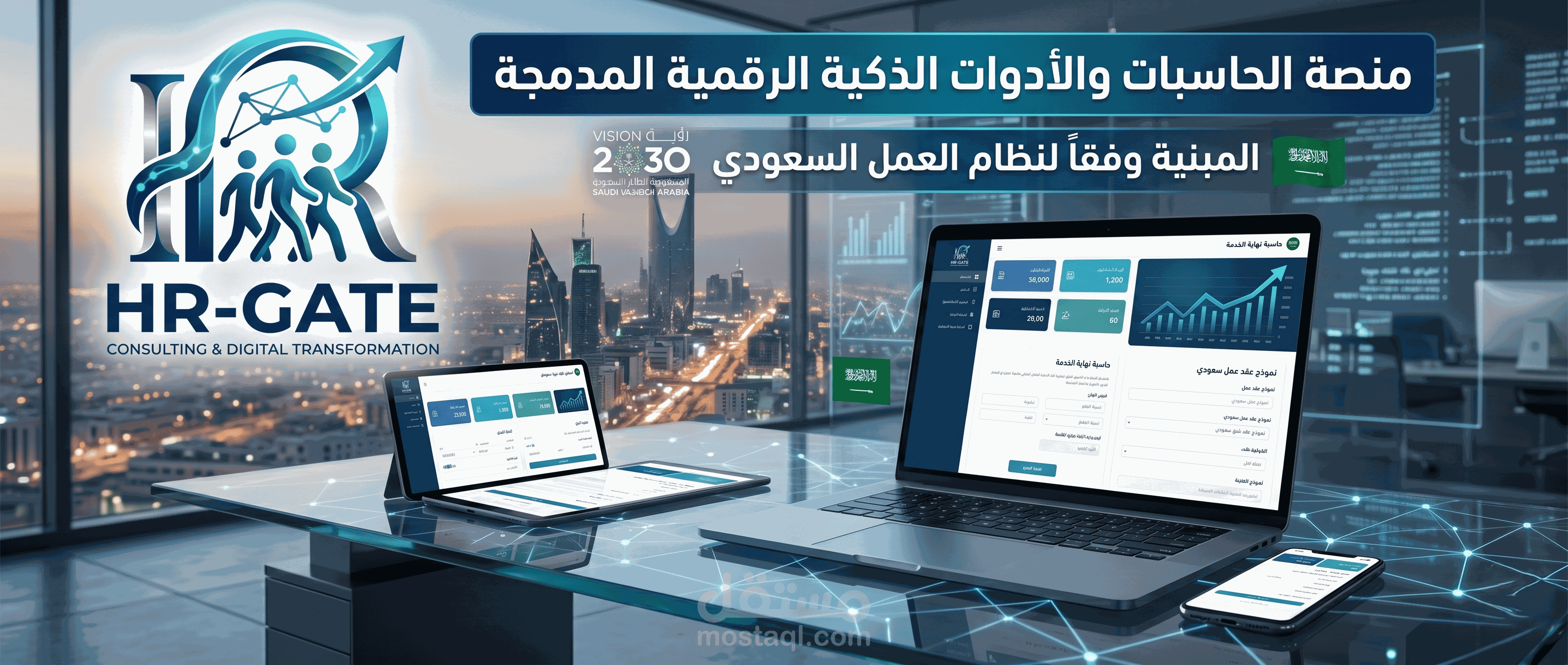 مجموعة من الحاسبات والأدوات الذكية المبنية وفق نظام العمل السعودي