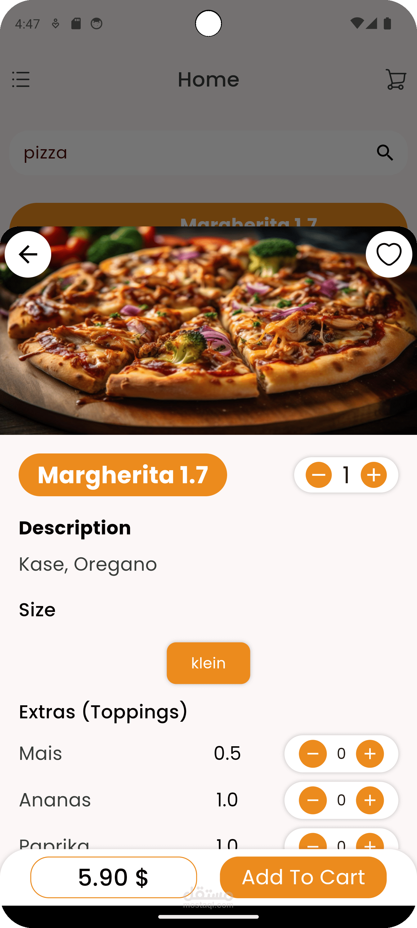 Pizza restaurant App