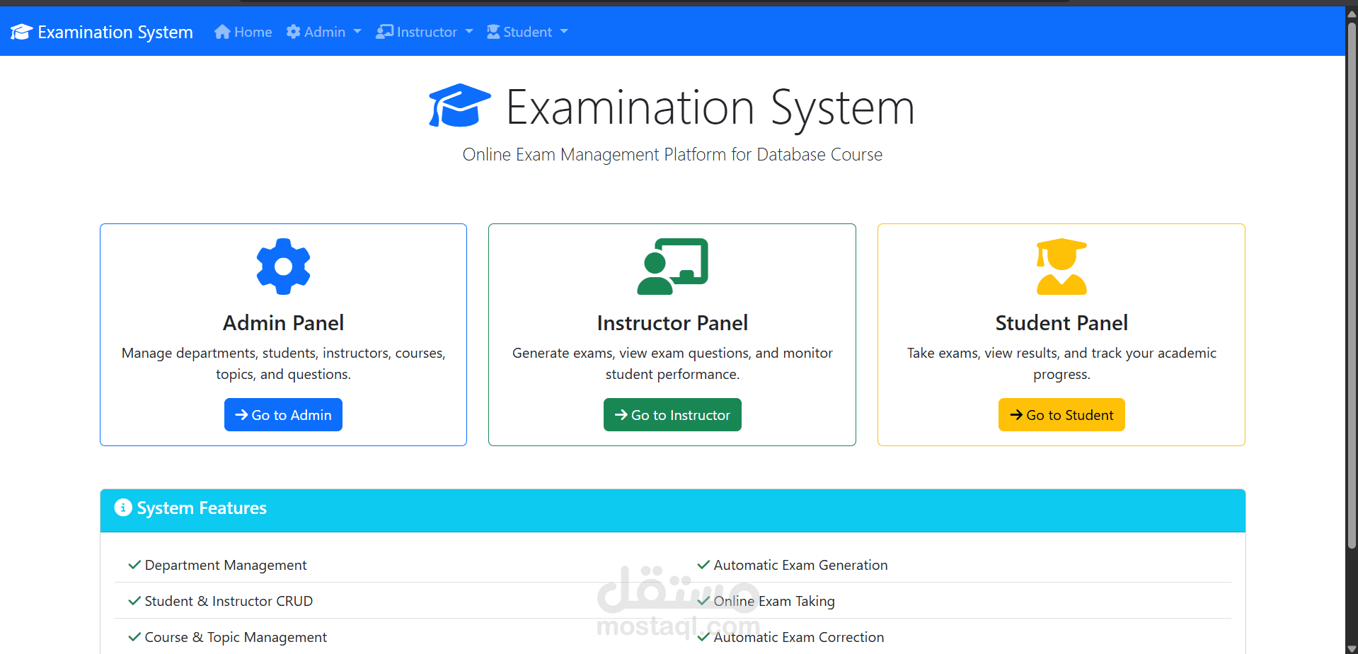 نظام إدارة الاختبارات الإلكترونية (ASP.NET Core MVC)