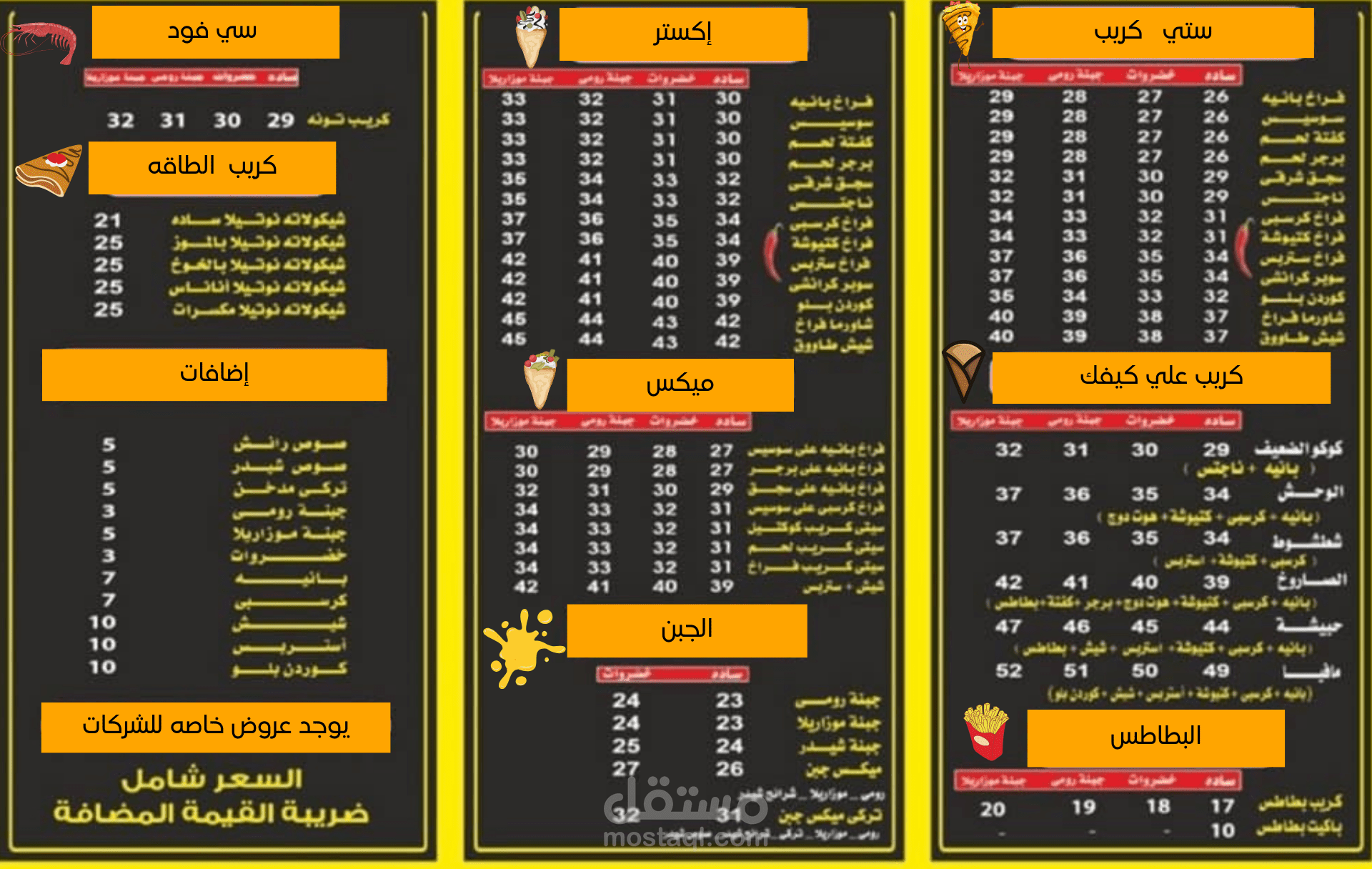 تعديل الشكل لمنيو لمطعم