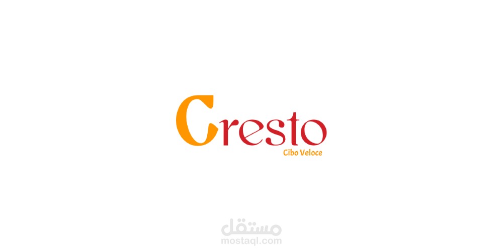 دليل شعار لمطعم cresto الإيطالي مع تصميم الكوب "كريستو: تجربة سريعة بنكهة إيطالية"