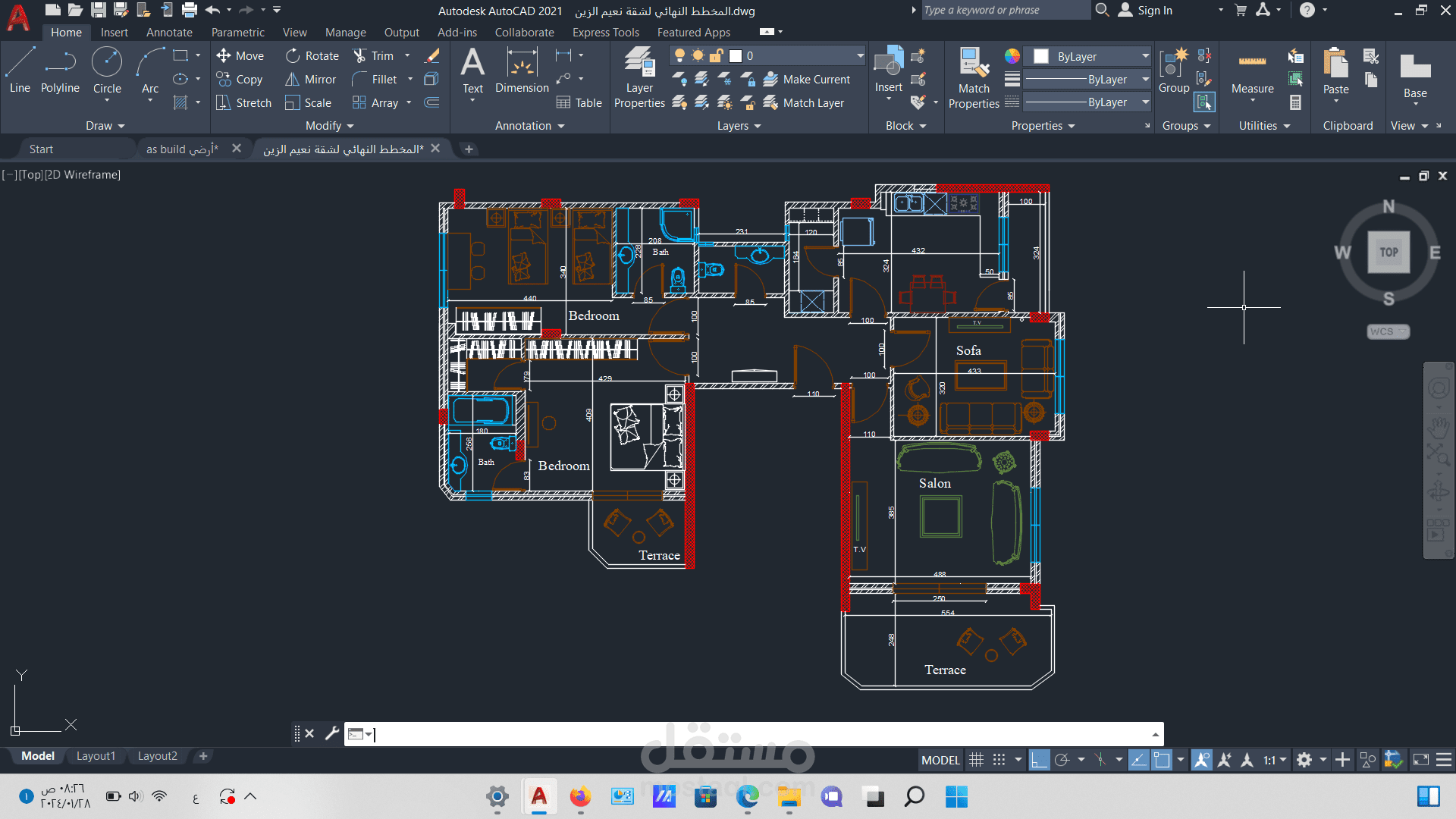 تصميم معماري لشقة سكنية