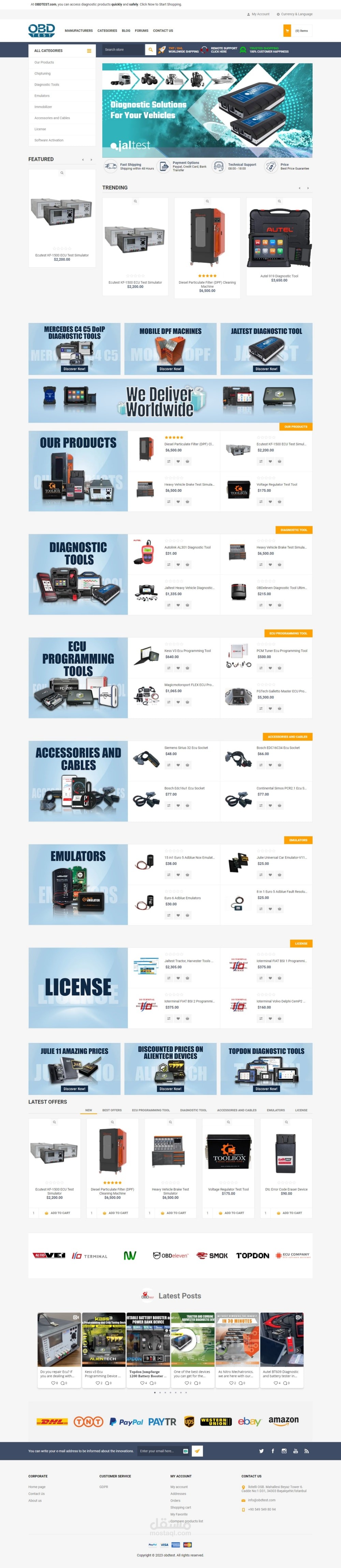 Ecommere and CMS platform for Obdtest company.