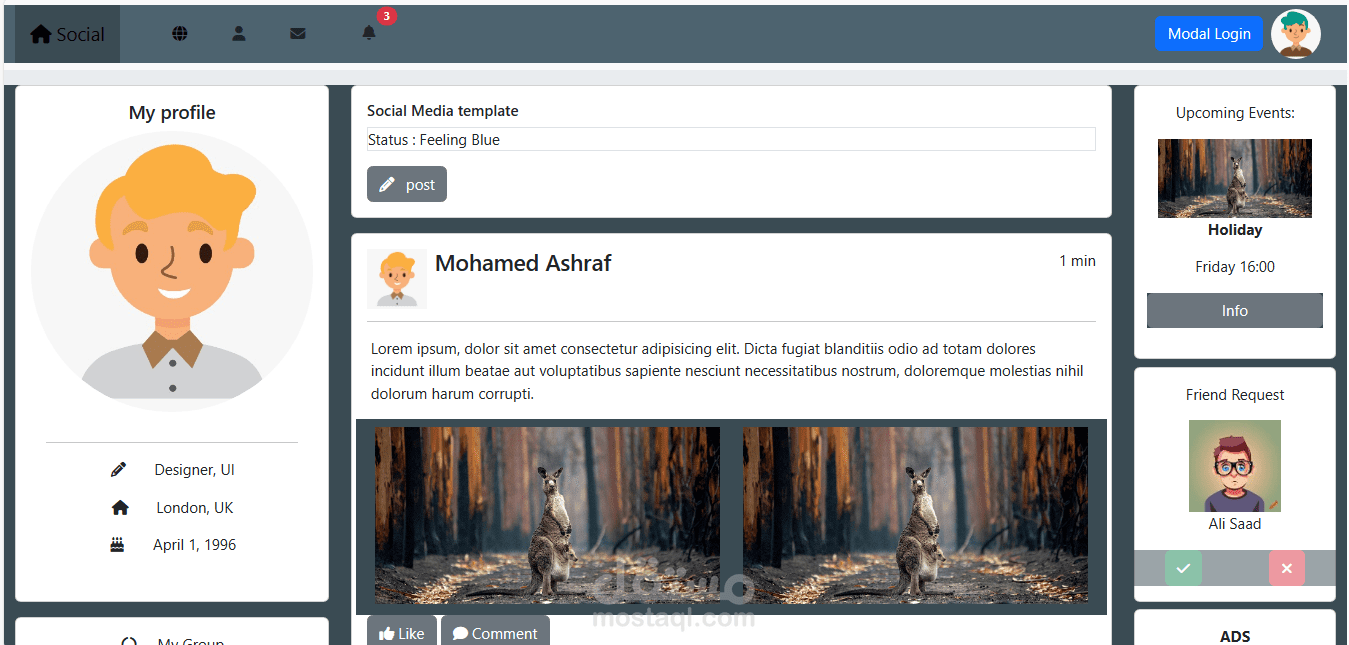 social media home page