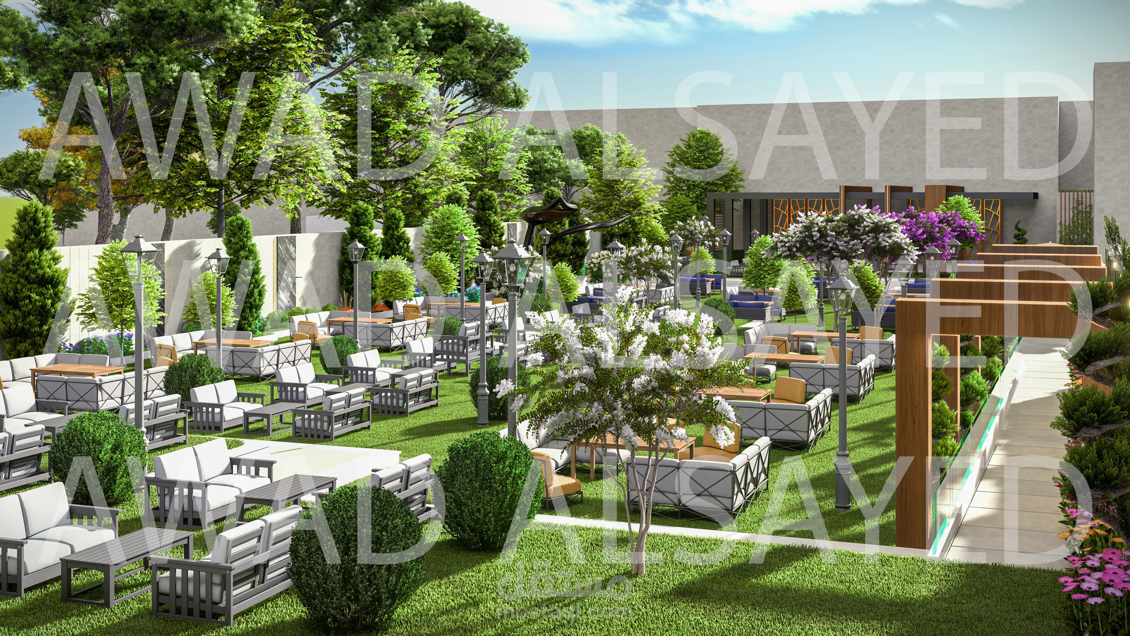 تصميم مودرن لمطعم خارجي لفندق فورسيزن - سوريا