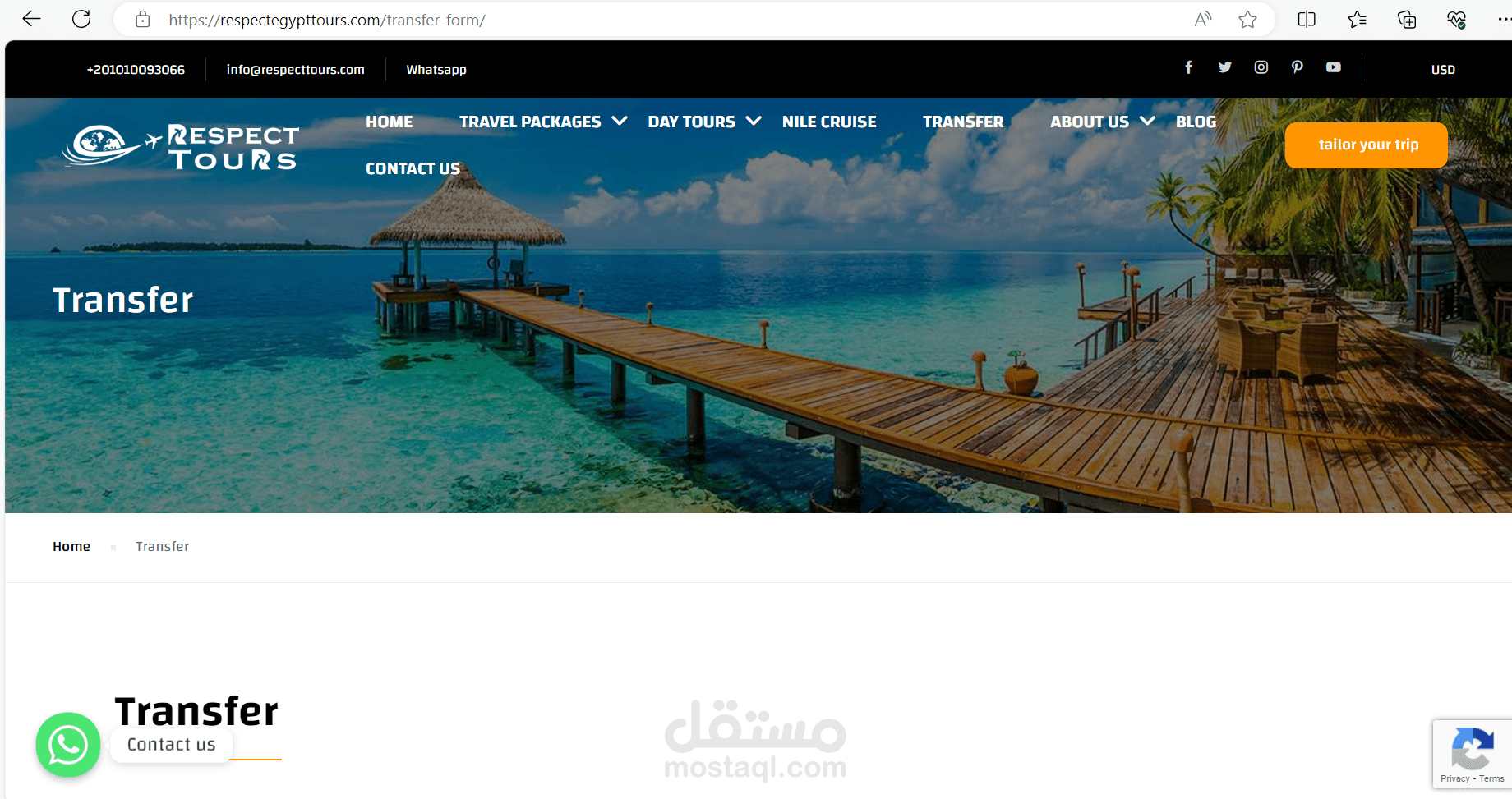 تصميم موقع ووردبريس لمجال الرحلات