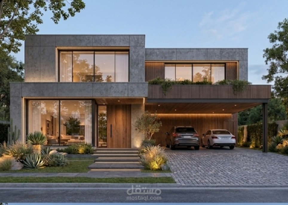 تصميم واجهة معمارية بنمط مودرن