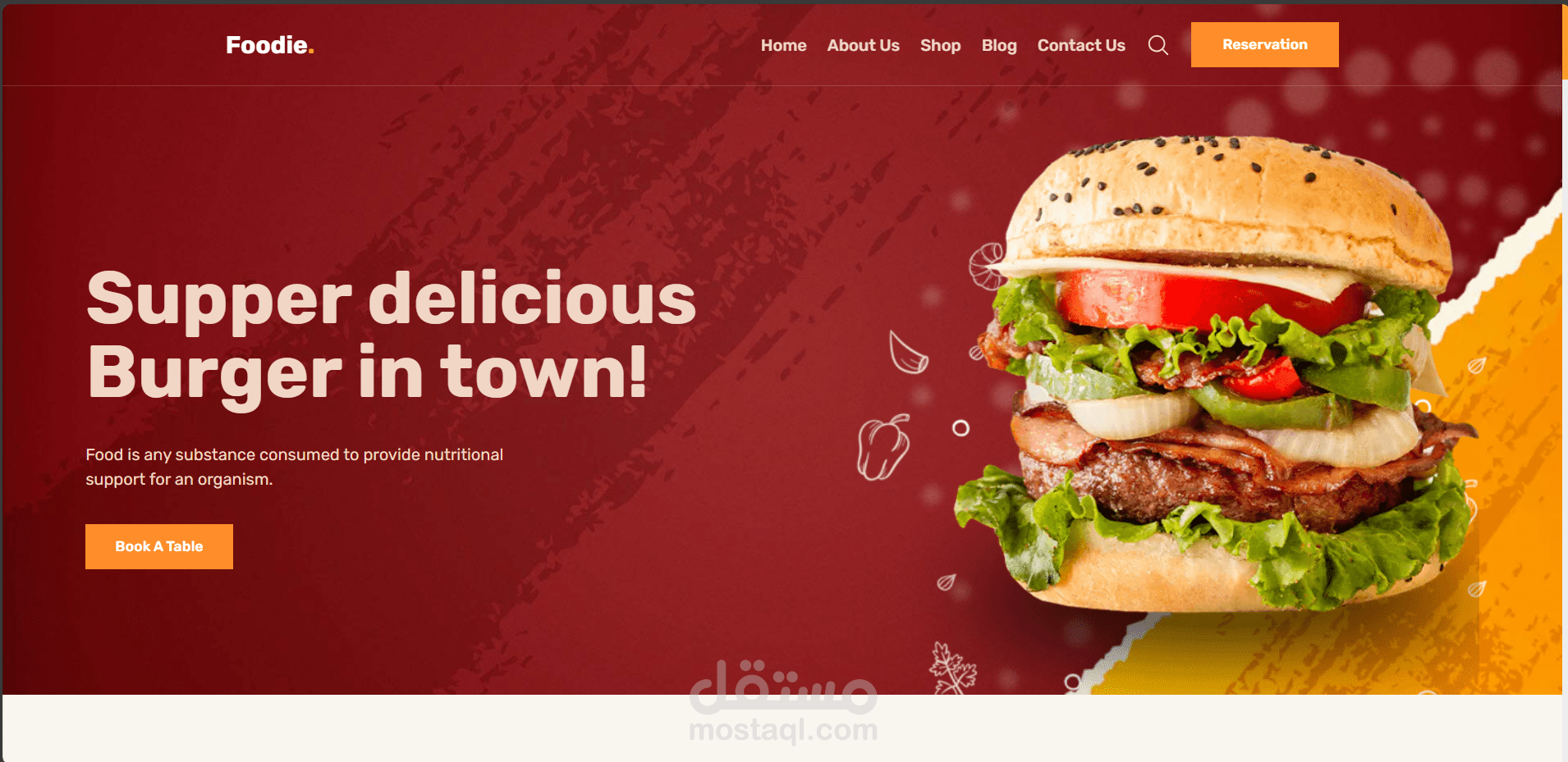 مشروع موقع ويب متجاوب للمطعم