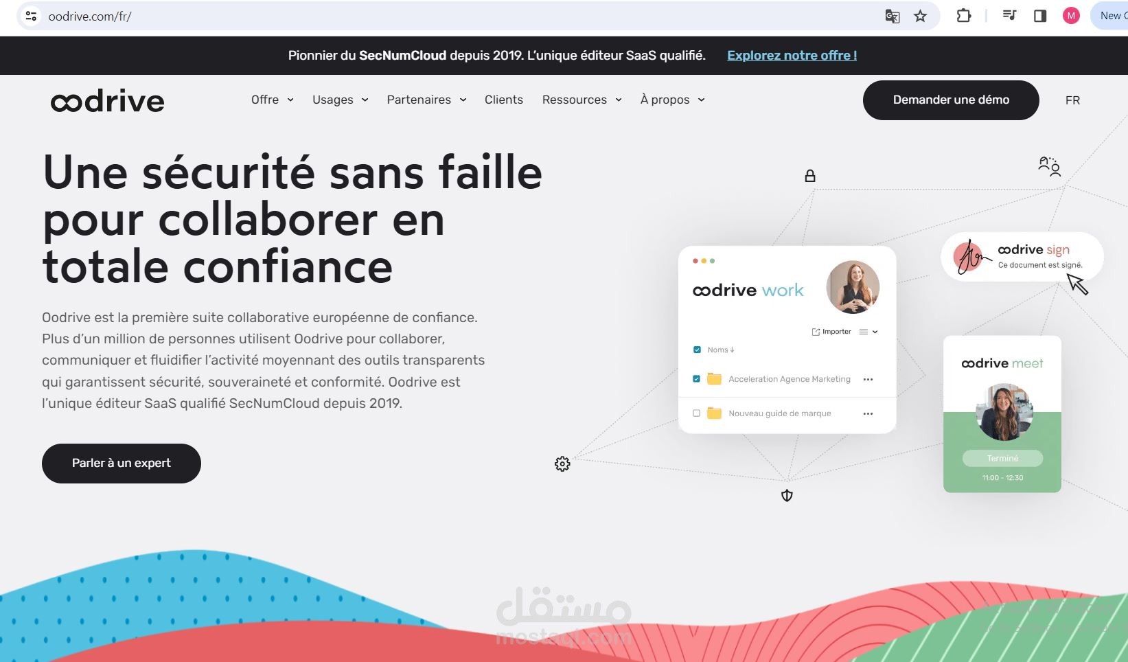 تصميم منصة توحد جميع حلول تطبيقات Oodrive (Oodrive_sign، Oodrive_share، Oodrive_media، Oodrive_meeting، Oodrive_save) ضمن نظام أساسي معياري، لإنشاء المحتوى وتخزينه ومشاركته بجميع التنسيقات، وتعزيز التعاون، وضمان أمان وسرية التبادلات.