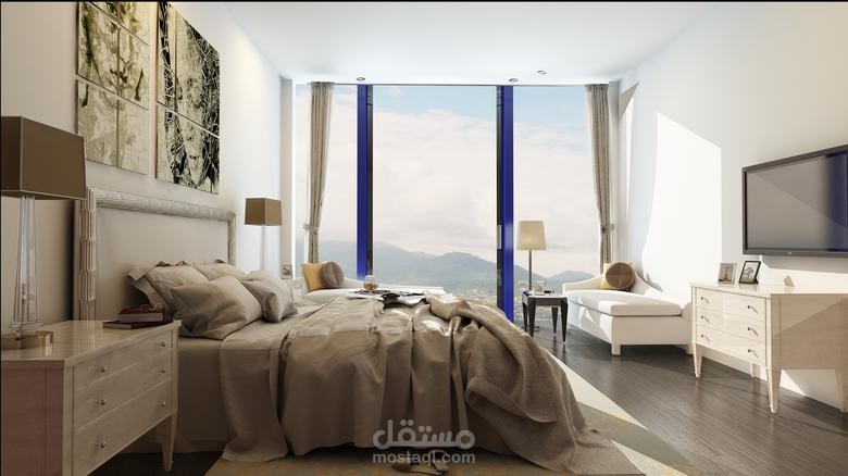 تصميم داخلي لغرفة نوم رئيسية