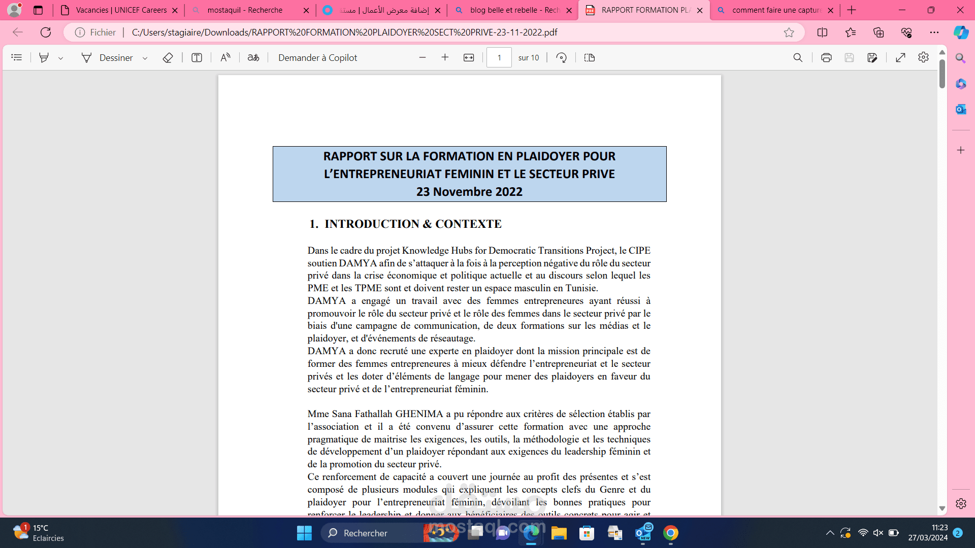 rapport d'un évènement