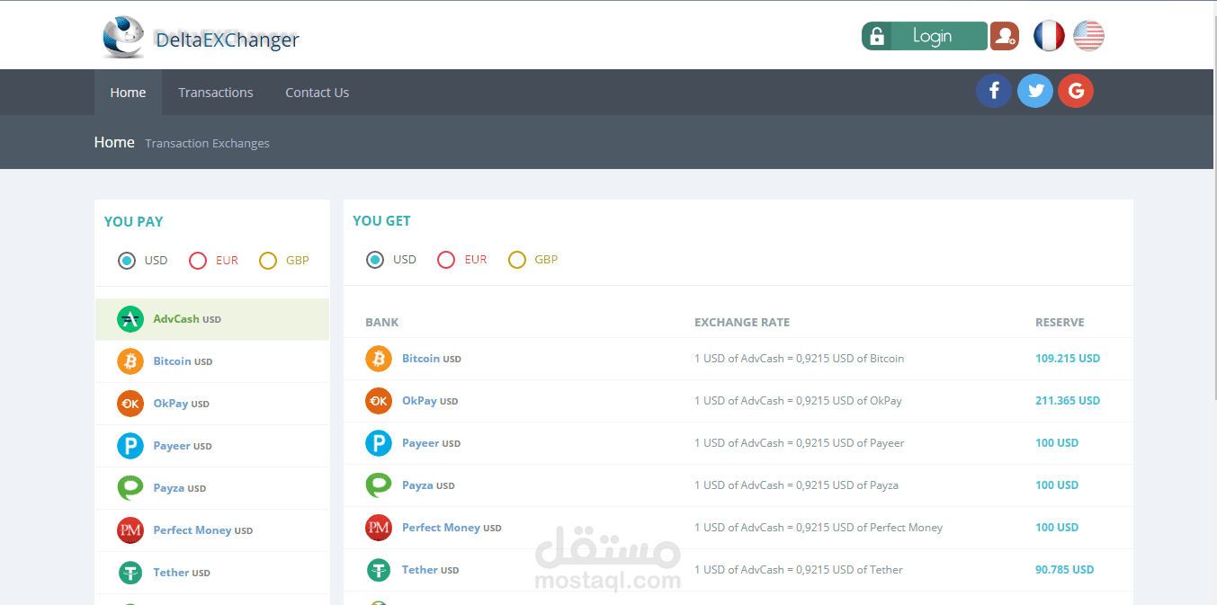 موقع العملات والصرف الأجنبي DeltaEXChanger