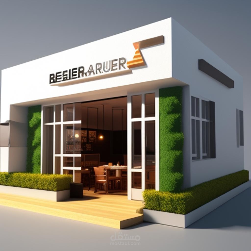 تصميم مطعم 3D من الخارج