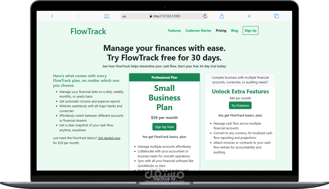 FlowTrack Landing Page