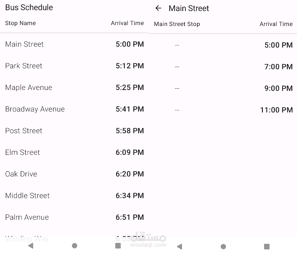Bus Schedule