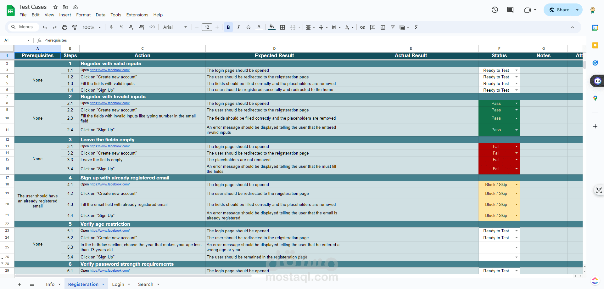 Dynamic Test cases for Login, Registration, and Search Functionalities