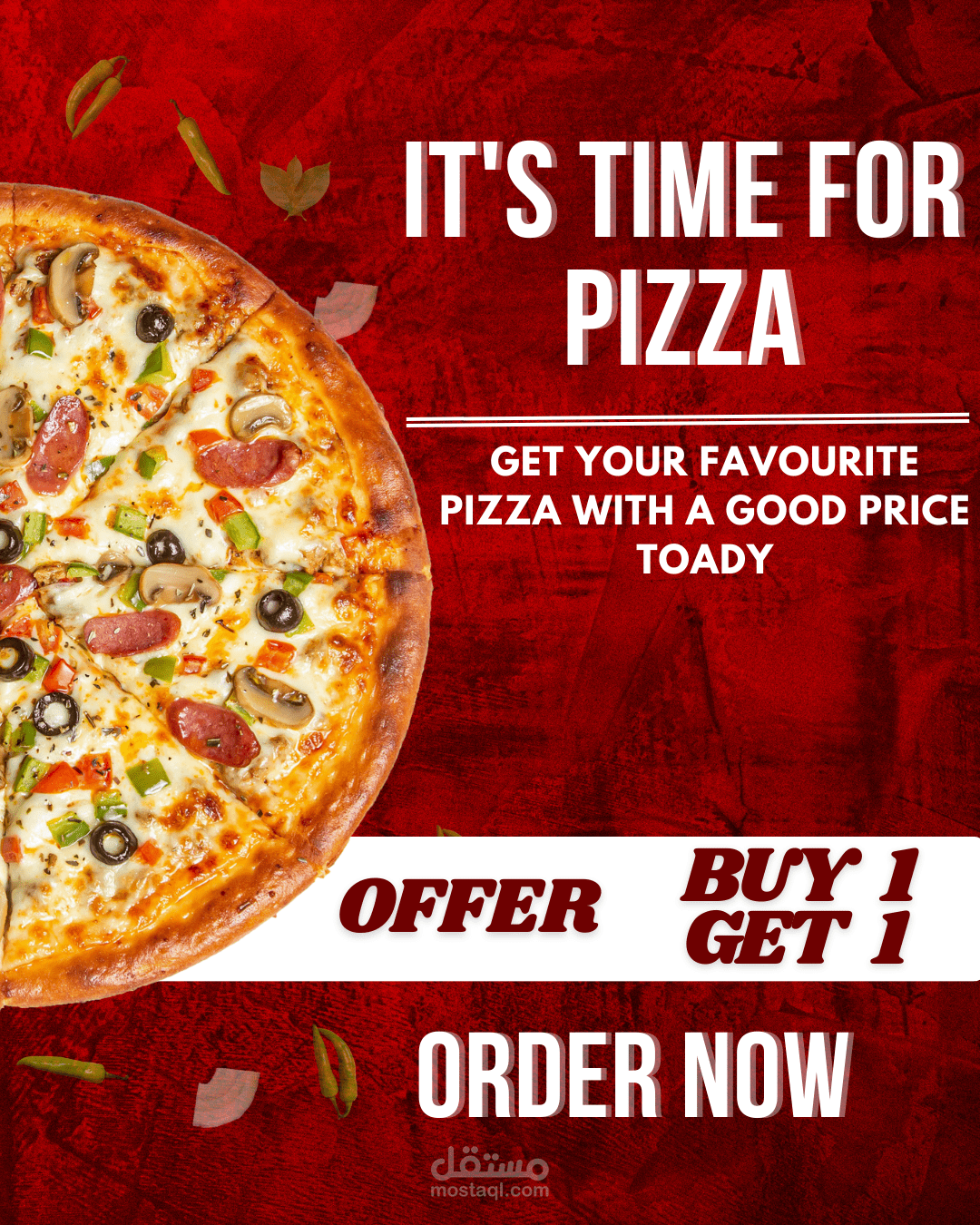 post و reel للترويج لمطعم بيتزا