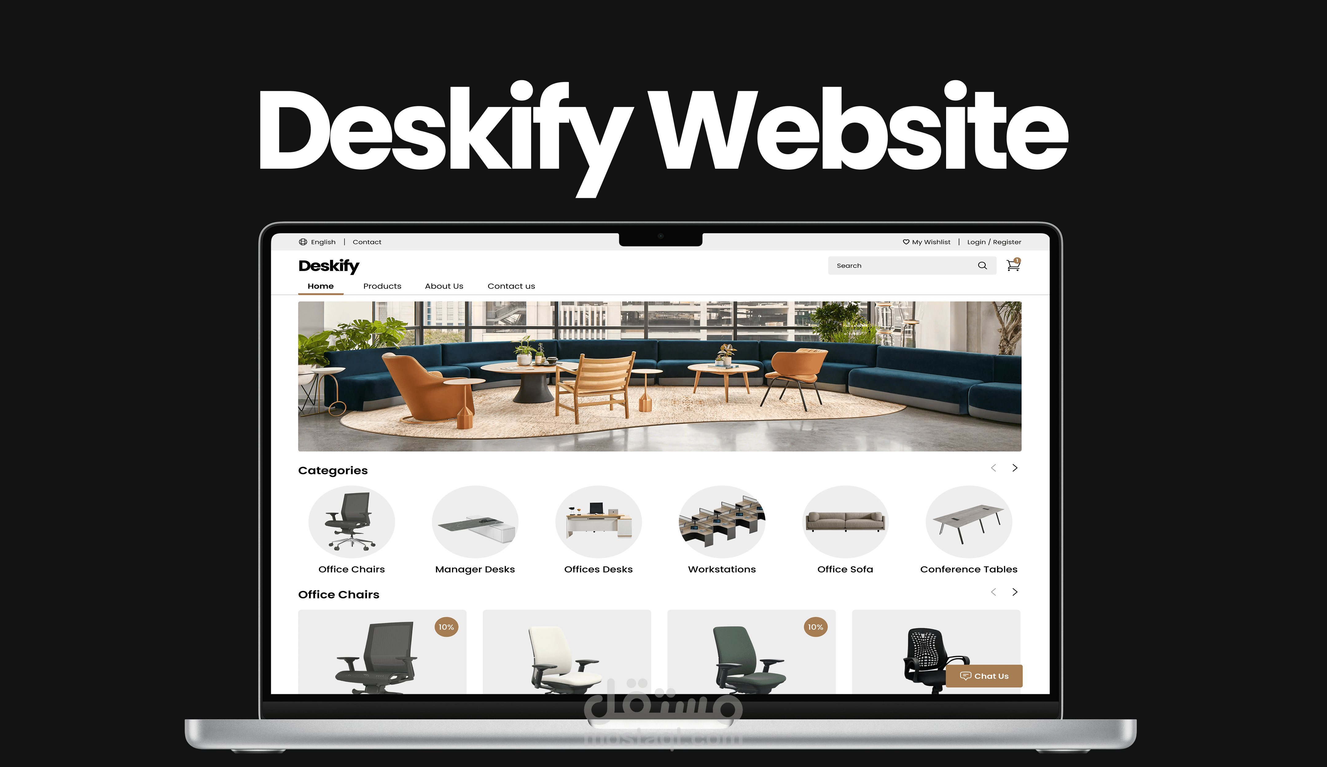 تصميم واجهة مستخدم لموقع Deskify – متجر إلكتروني لبيع أثاث المكاتب