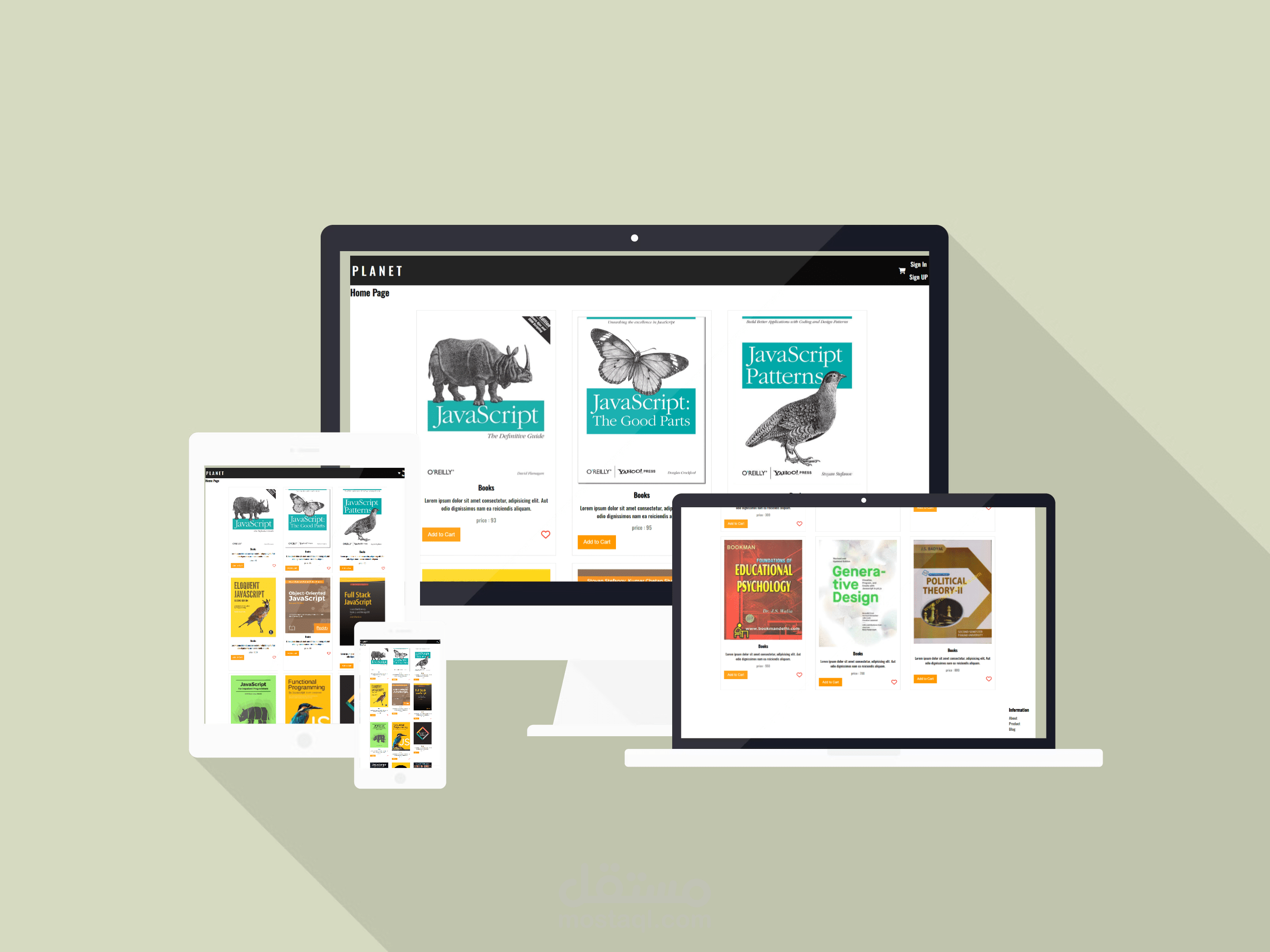 landing page for book store