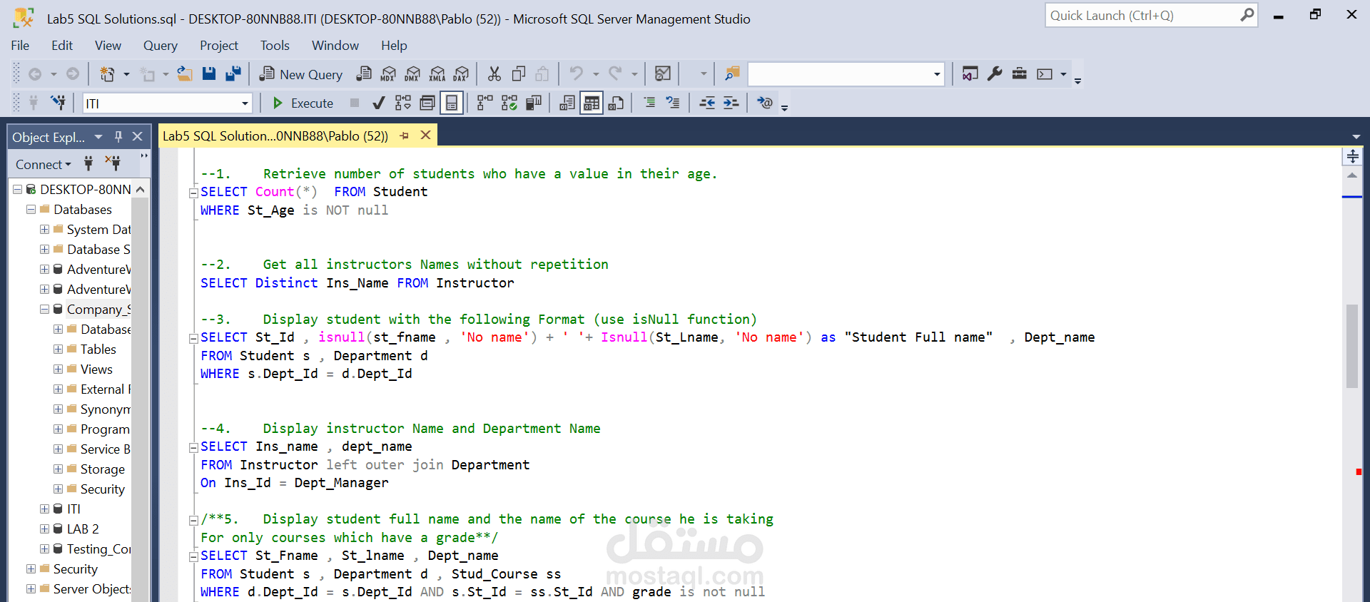 Writing queries with SQL