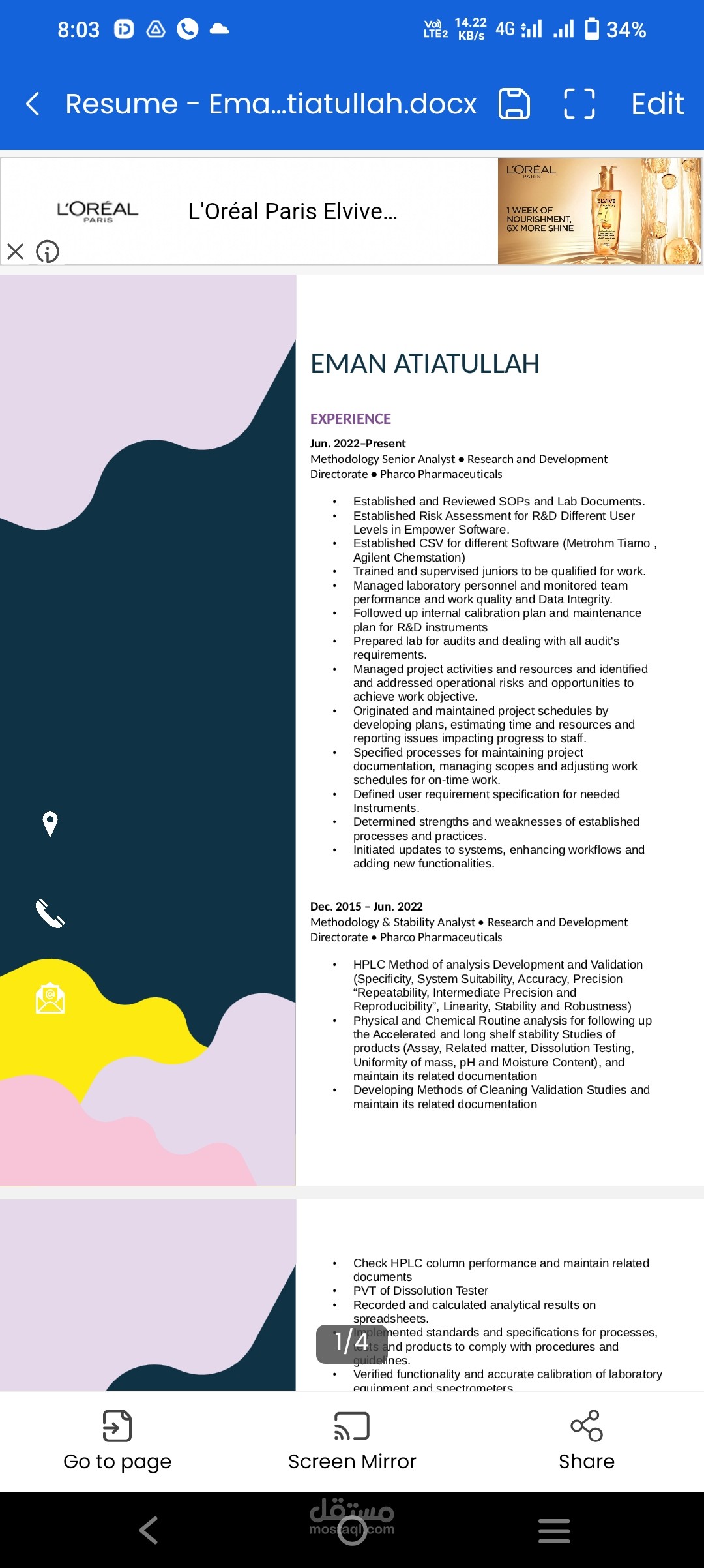 My resume with word