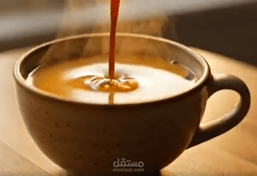 إعلان تجاري ديناميكي لمنتجات القهوة والمقاهي بتقنية الذكاء الاصطناعي