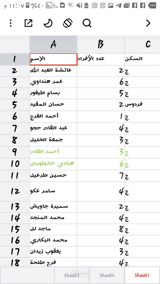 جدول بيانات لمتضررين من زلزال سوريا