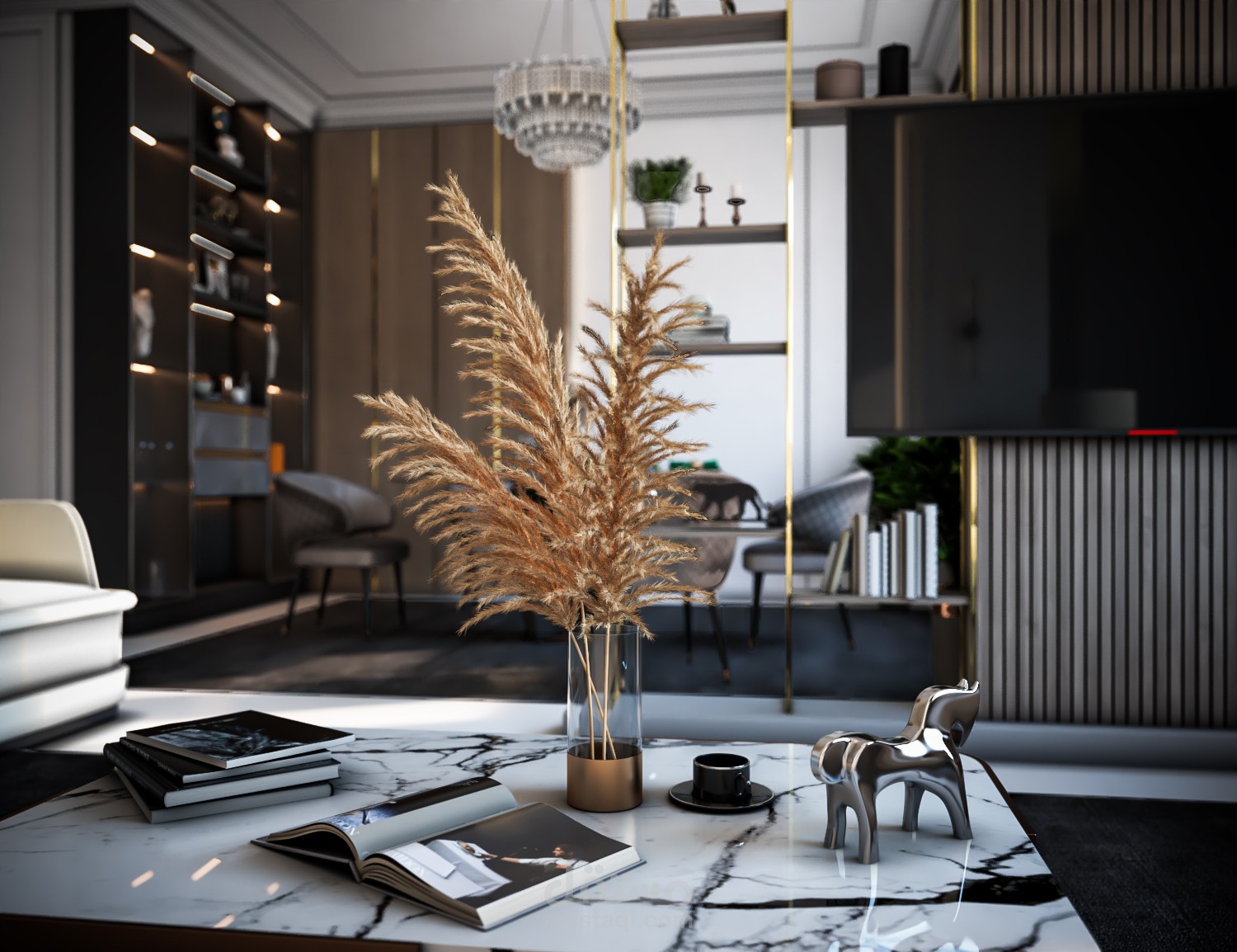 Living room and dining room design