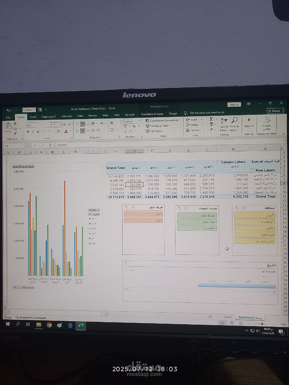 تحليل البيانات عن طريق انشاء لوحة تحكم تفاعلية Excel Dashboard