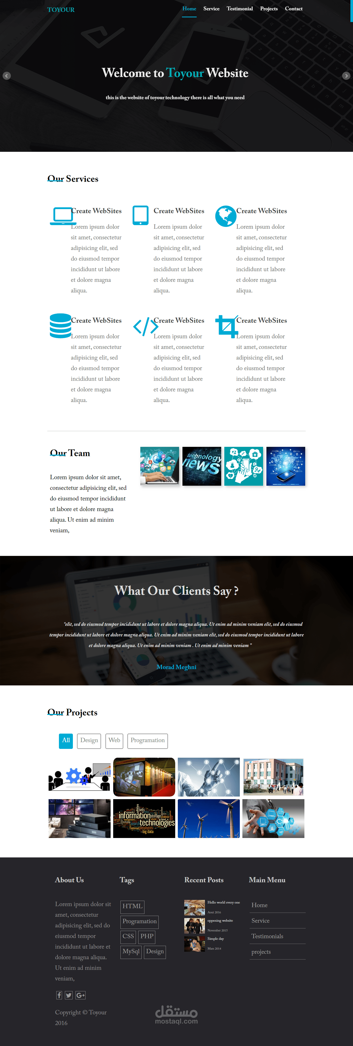 موقع متجاوب و رائع مصمم ب Bootstrap