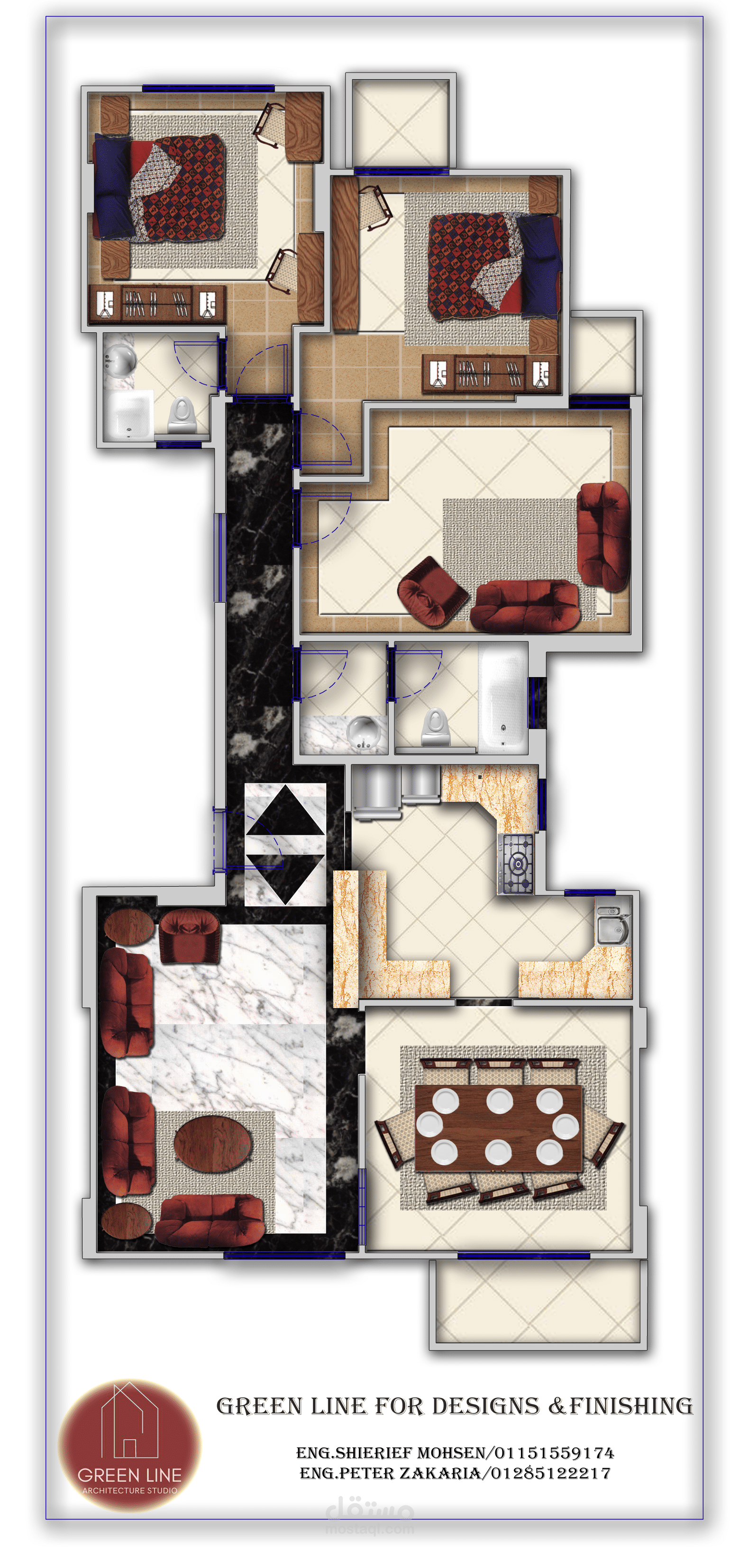 تصميم شقة سكنية