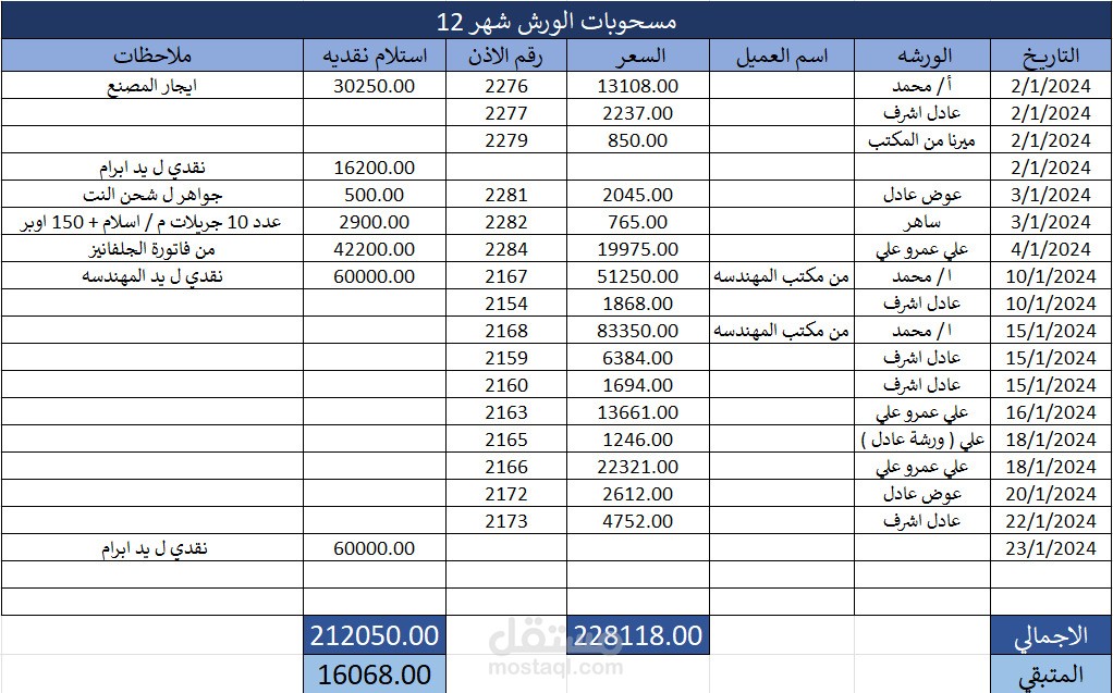 حسابات ع برنامج الاكسيل