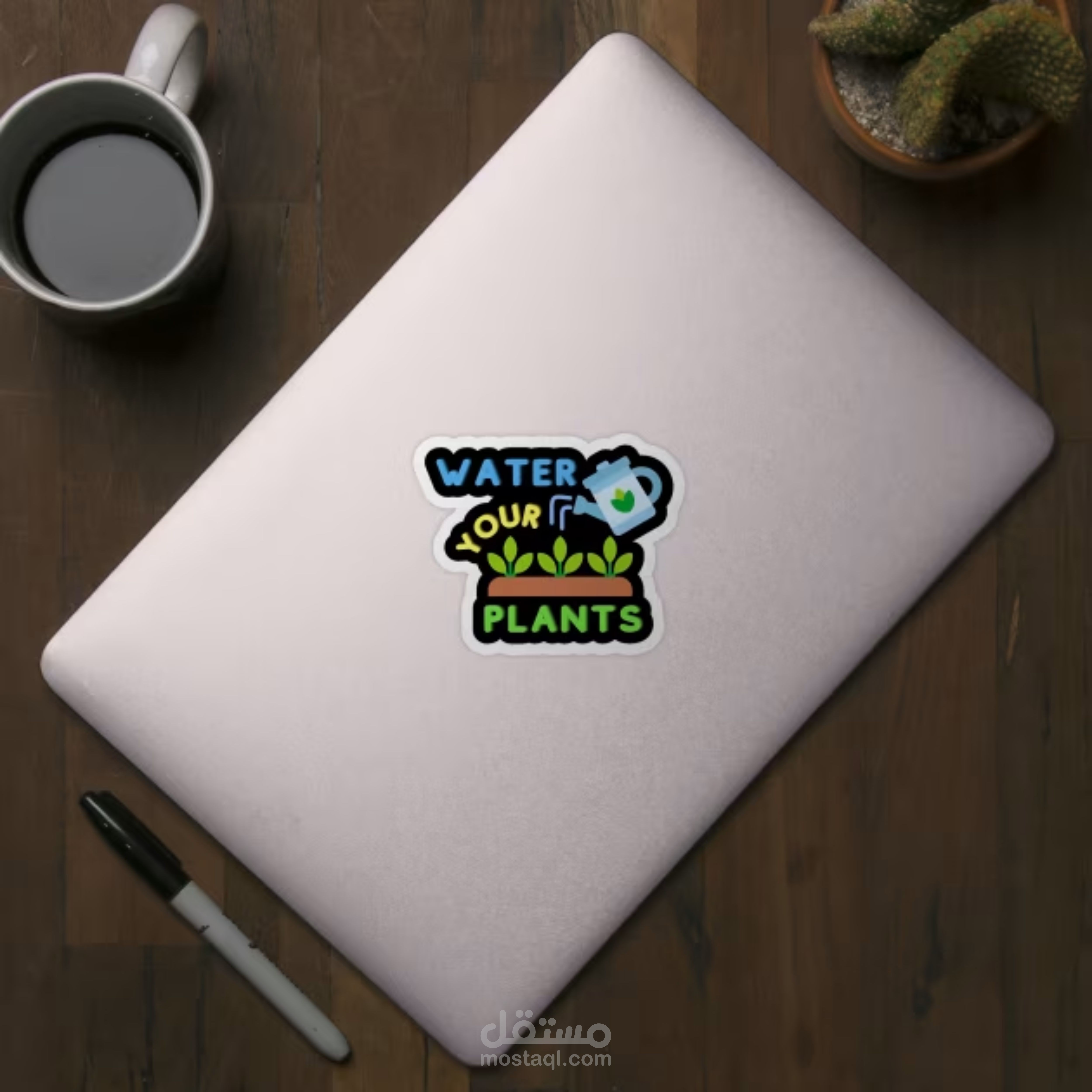 تصميم ملصق لمحبي زراعة النباتات والزهور والاعتناء بها للتذكير بسقيها بالماء Water Your Plants