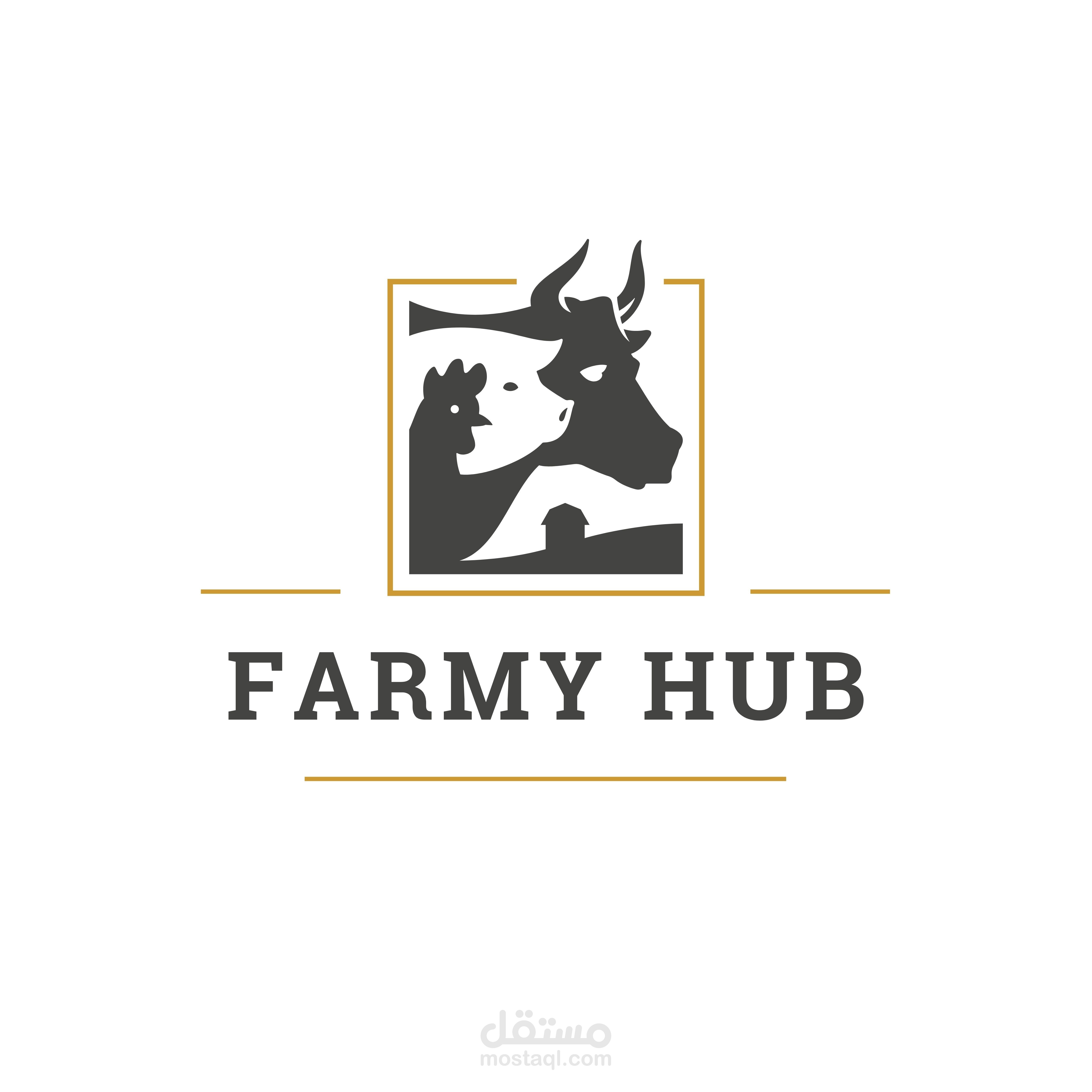 شعار مزرعة Farmy Hub لتربية الماشية والأغنام