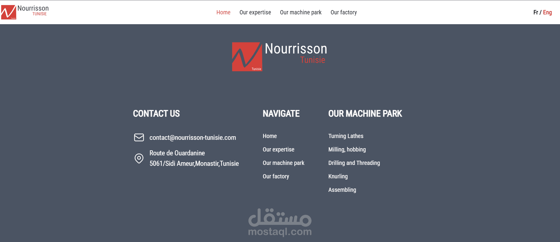 website for Nourisson Factory in France Close the dialog