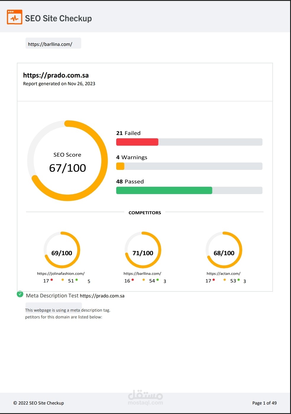 اختبار seo والعمل على التحسين